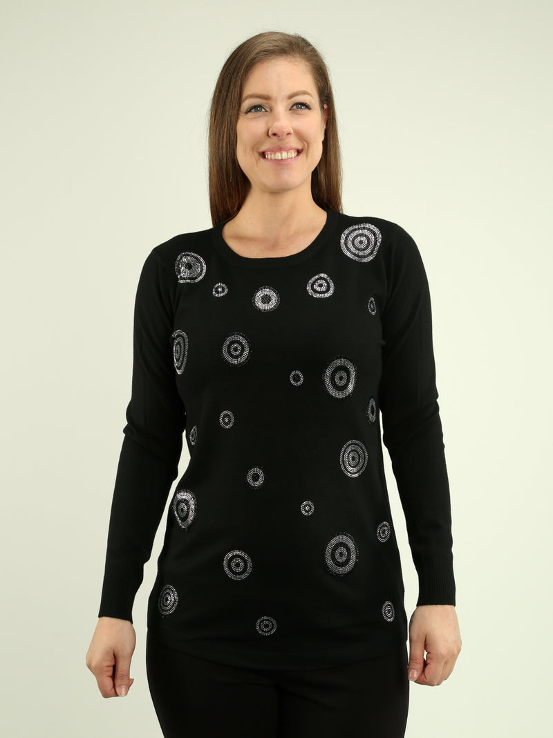 Embellished Circle Knit Top