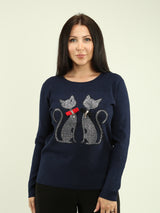 Rhinestone Cat Sweater