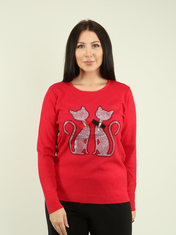 Rhinestone Cat Sweater