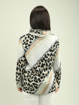 Drape Neck Animal Print Top