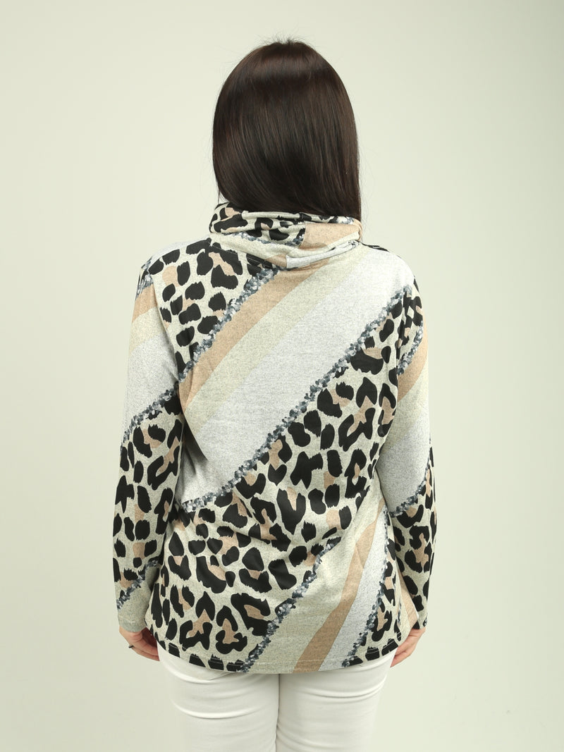 Drape Neck Animal Print Top