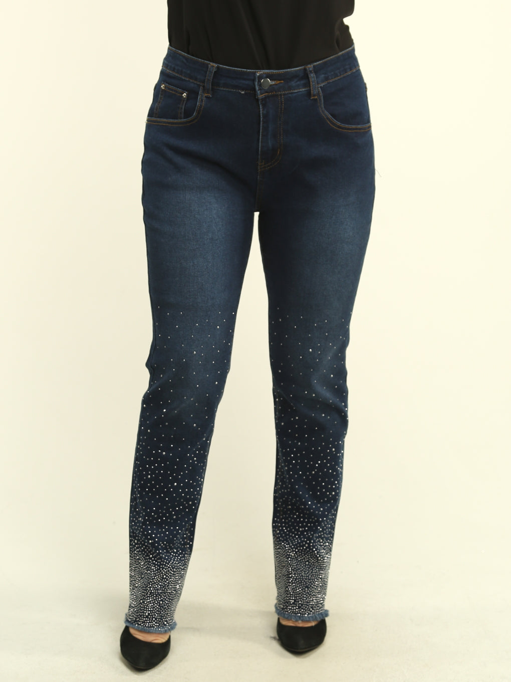 Rhinestone Embellished Denim Jeans