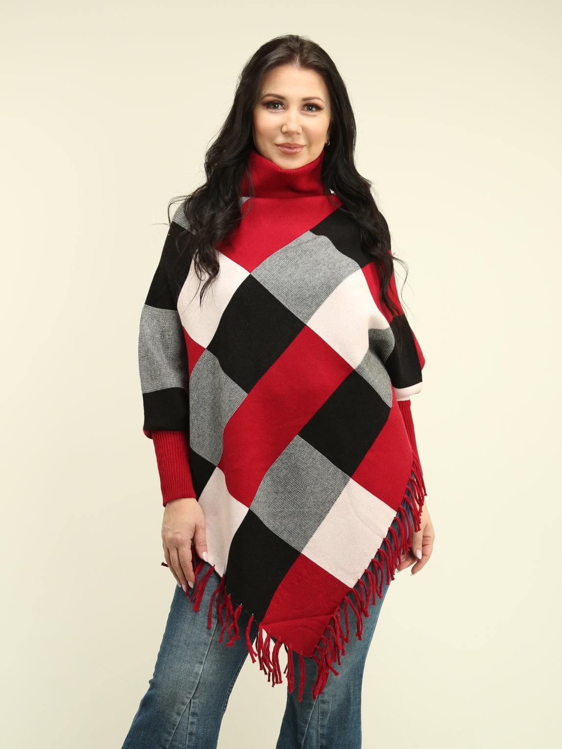 Diamond Plaid Poncho