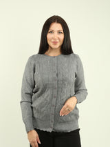 Cable Knit Button-Front Cardigan