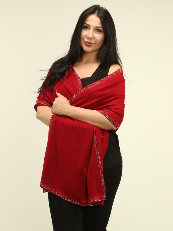 Textured Rhinestone Trim Shawl