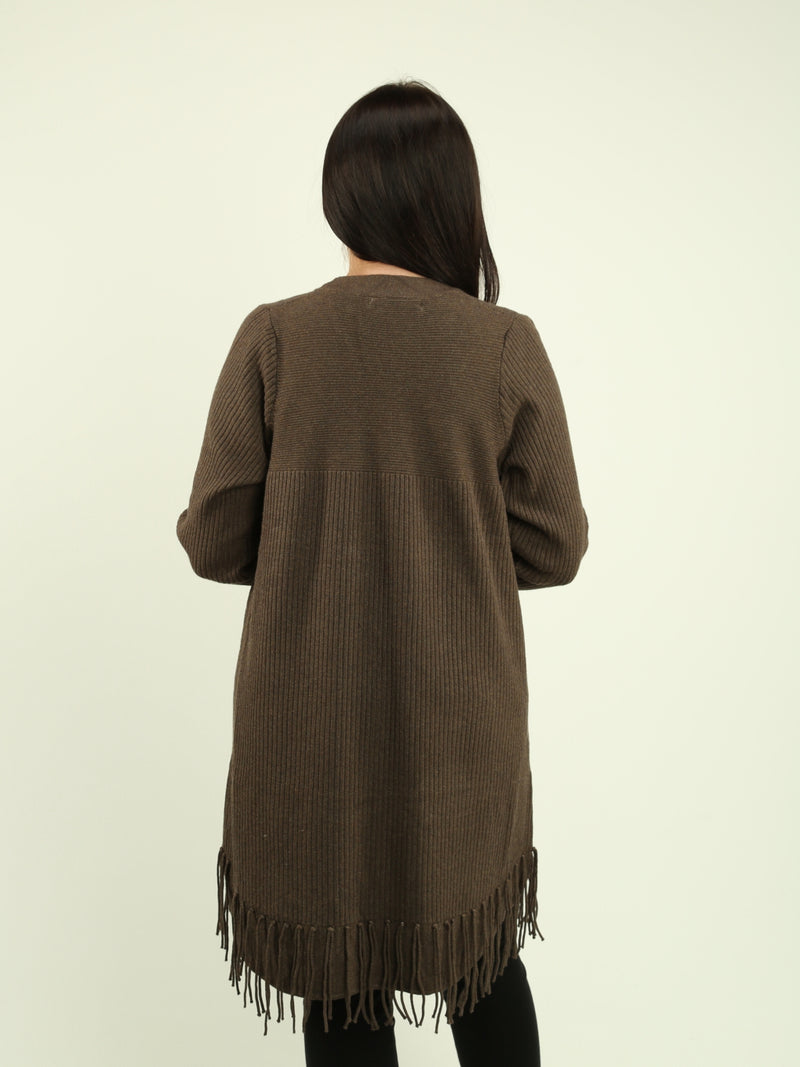 Ribbed Fringe Cardigan