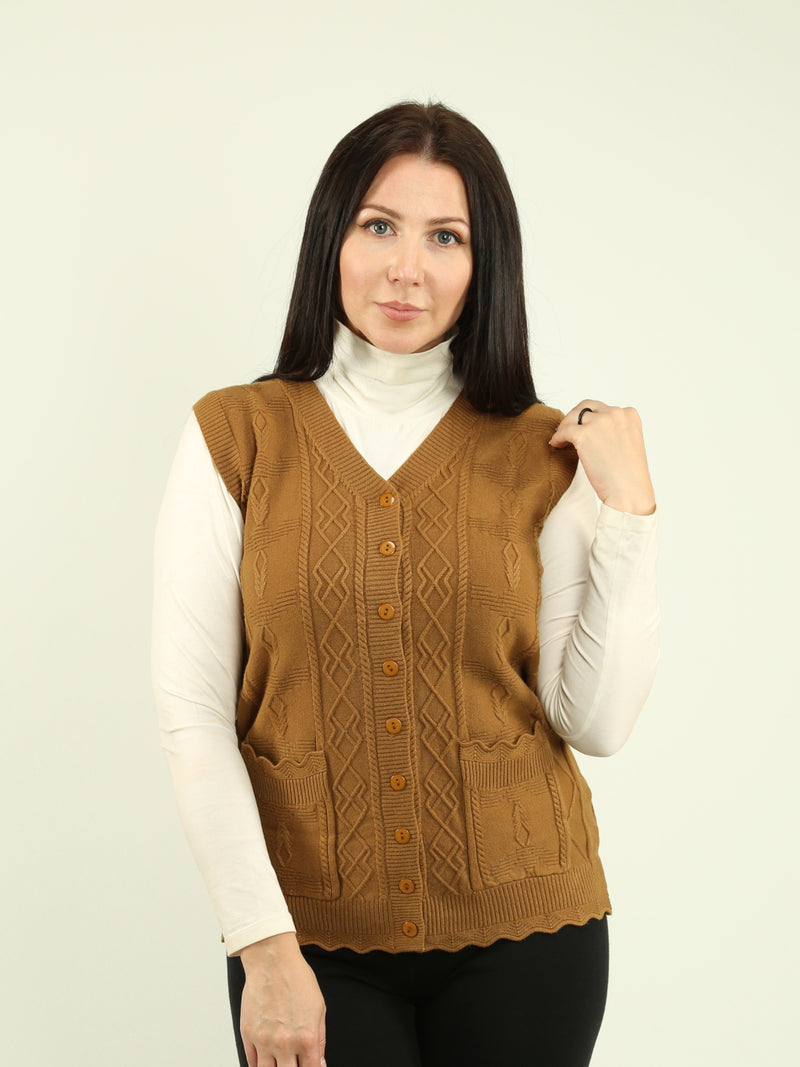 Button-Up Cable Knit Vest