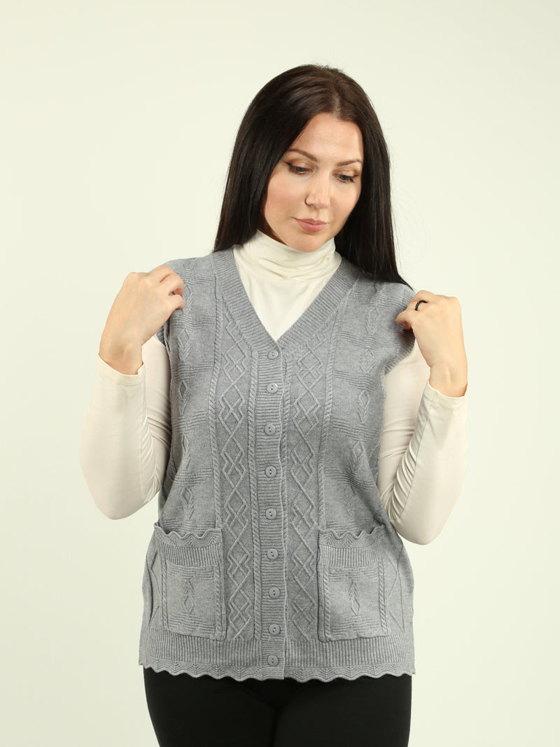 Button-Up Cable Knit Vest