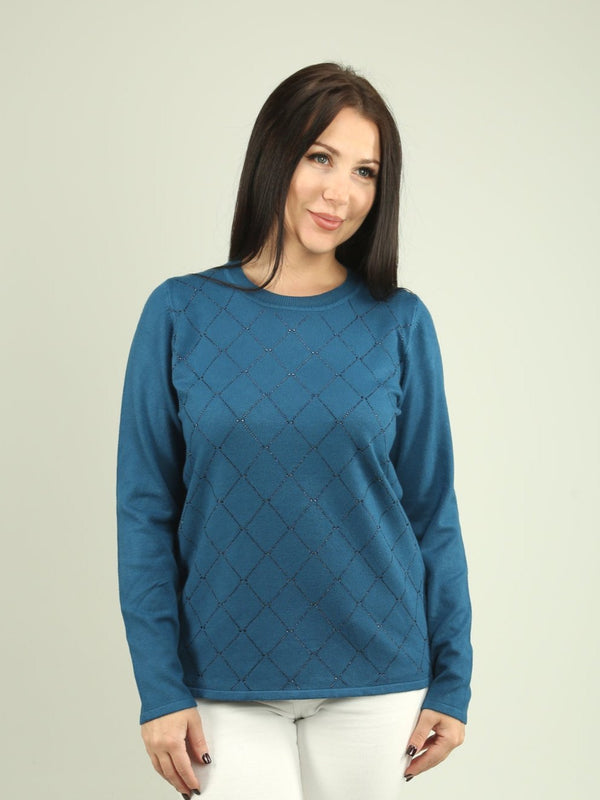 Rhinestone Argyle Knit Sweater