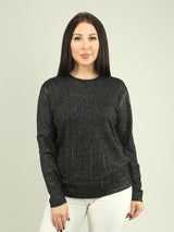 Geometric Rhinestone Lurex Sweater