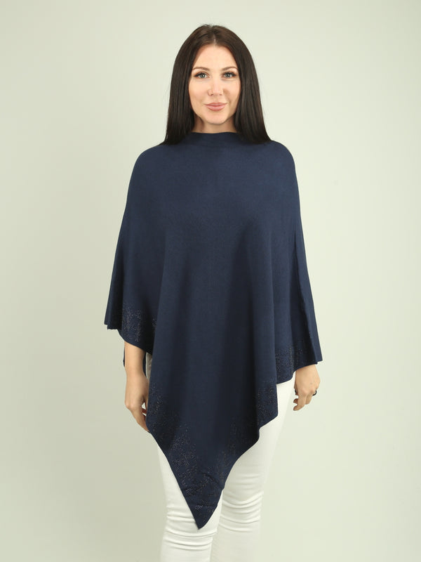 Rhinestone Border Popover Poncho