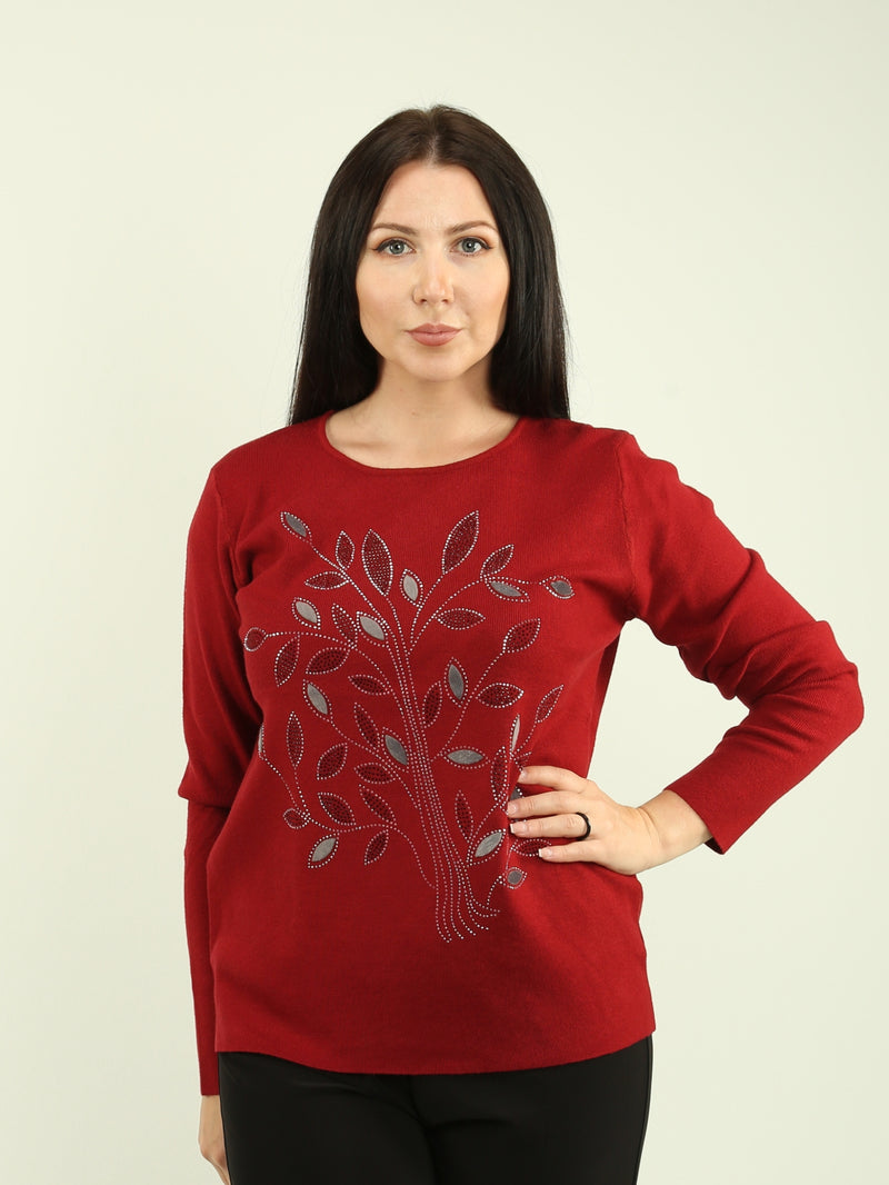 Rhinestone Leaf Sweater