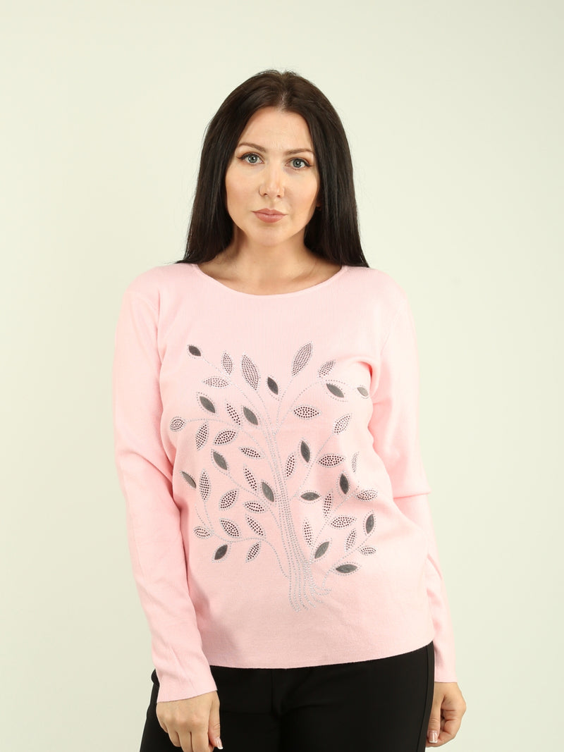 Rhinestone Leaf Sweater