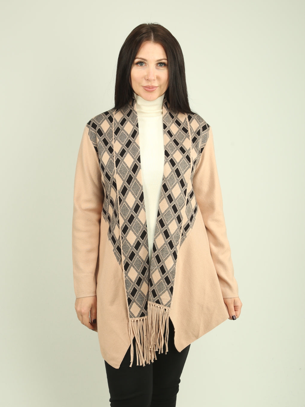 Geometric Fringe Knit Cardigan