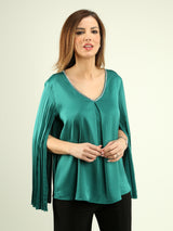 Open Sleeve Satin Blouse