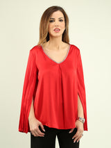 Open Sleeve Satin Blouse