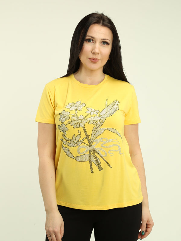 Rhinestone Floral Top