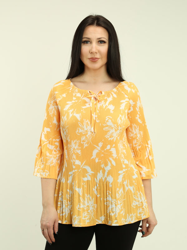 Pleated Tie Neck Blouse