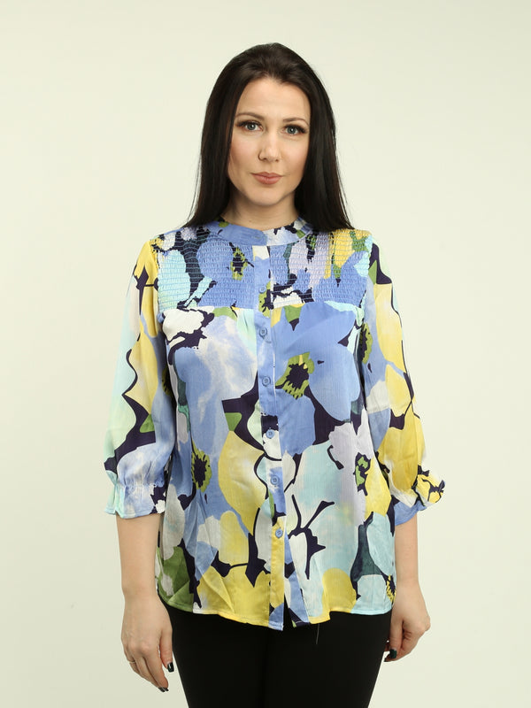 Multi-Color Button-Up Blouse