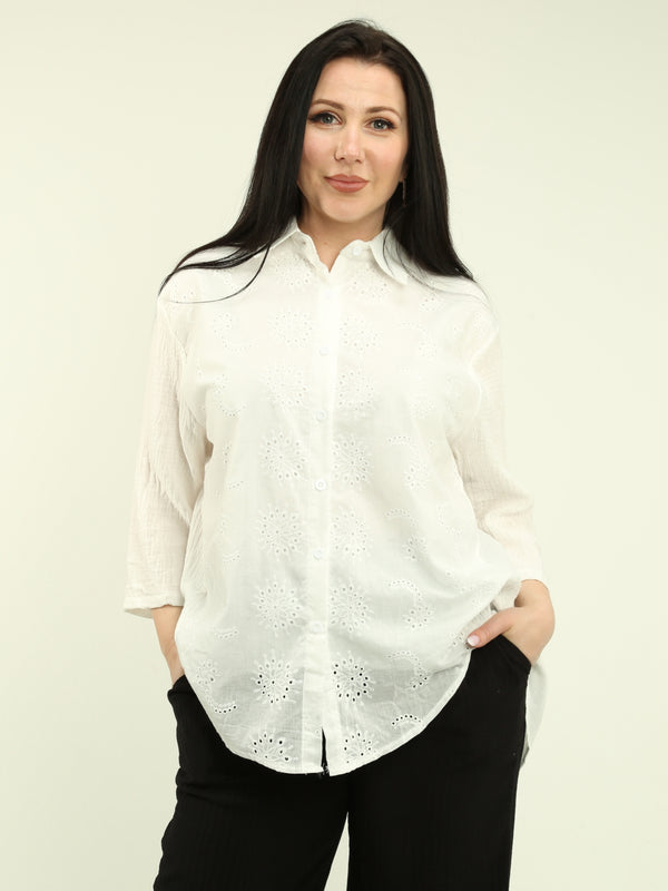 Crinkle Eyelet Blouse