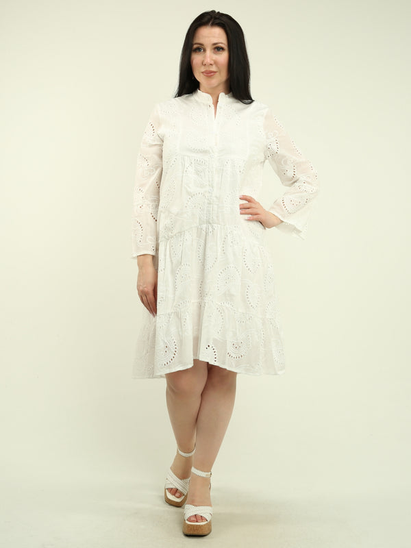 Bell Sleeves Eyelet Tiered Dress