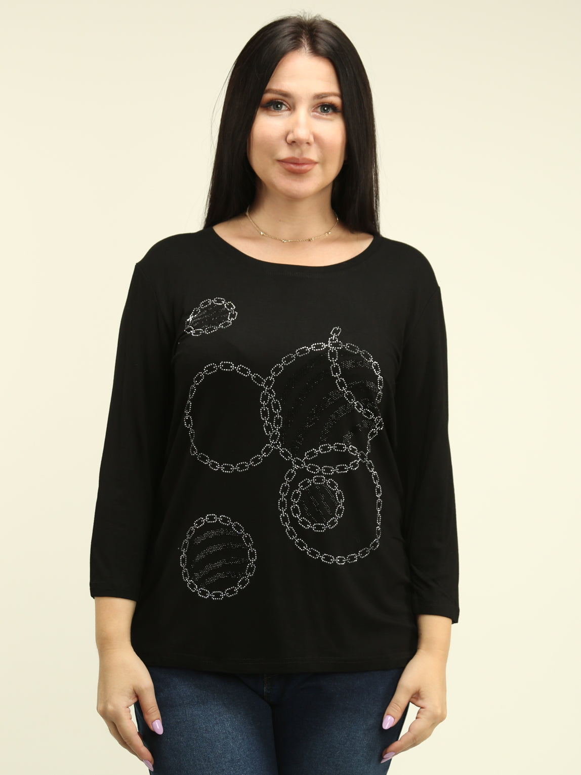 Rhinestone Circle & Chain Top
