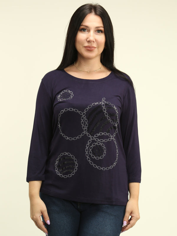 Rhinestone Circle & Chain Top