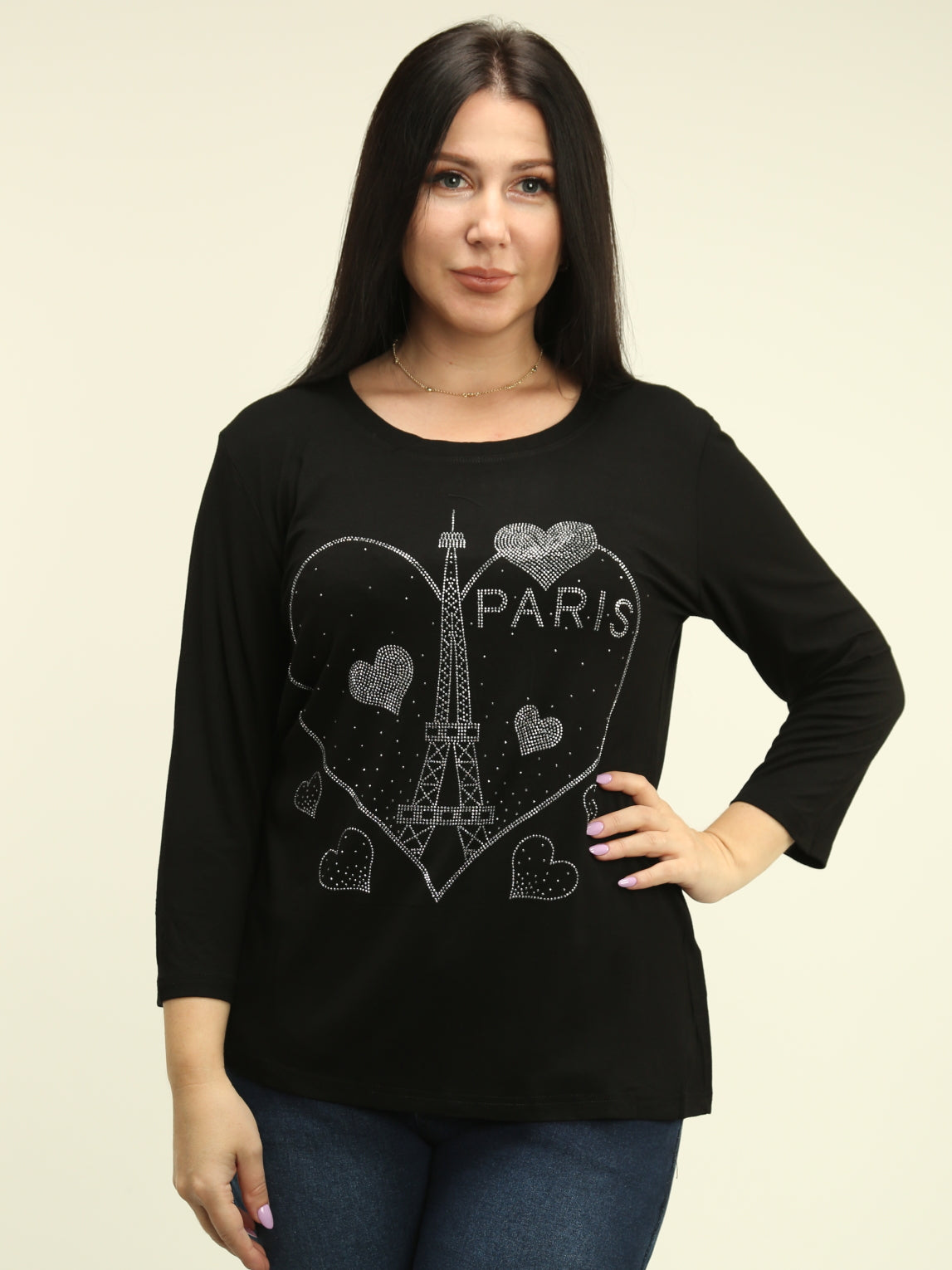 Rhinestone Paris & Heart Top