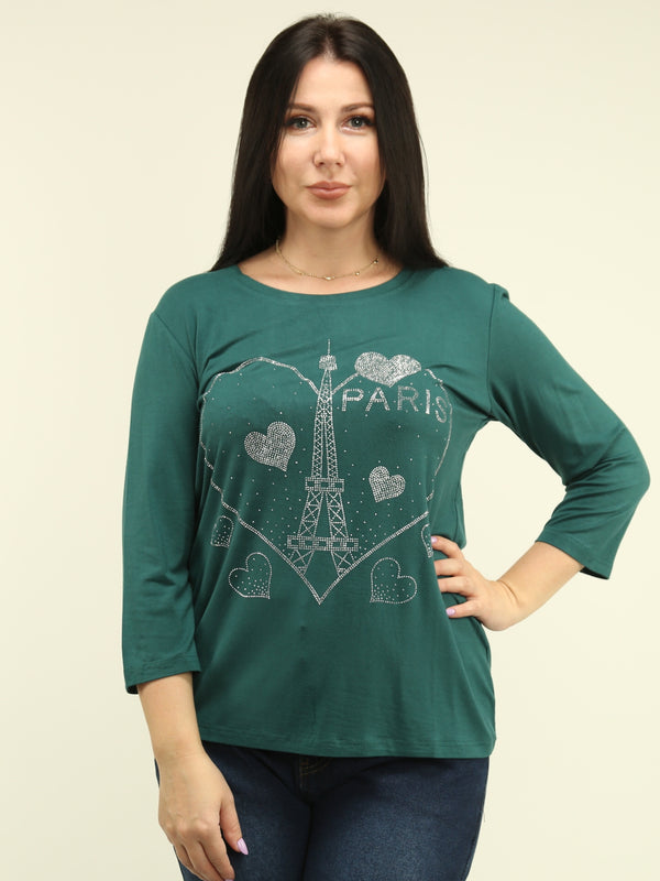 Rhinestone Paris & Heart Top