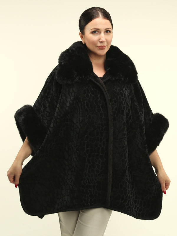 Animal Pattern Faux Fur Cape
