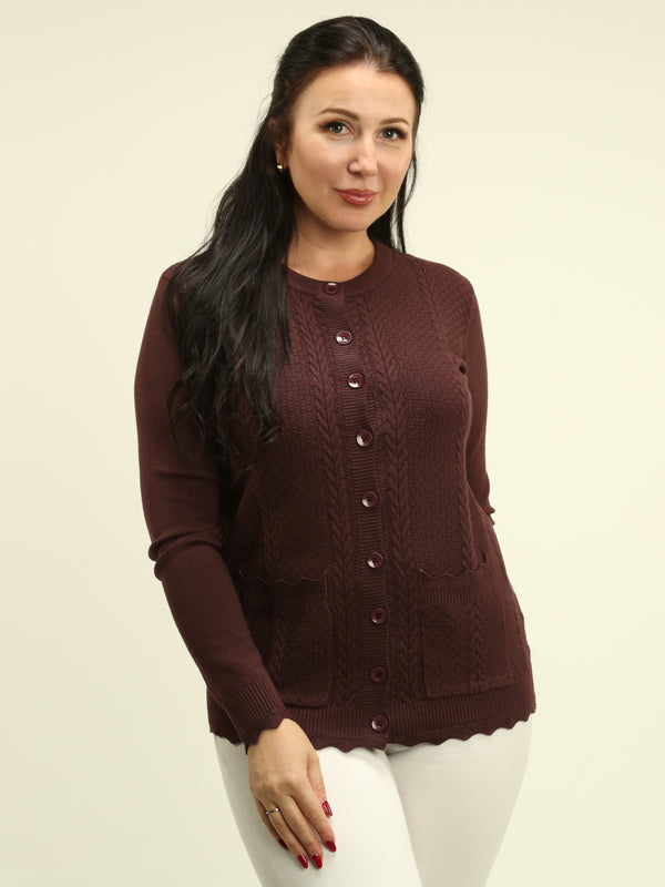 Scalloped Cable & Basketweave Cardigan