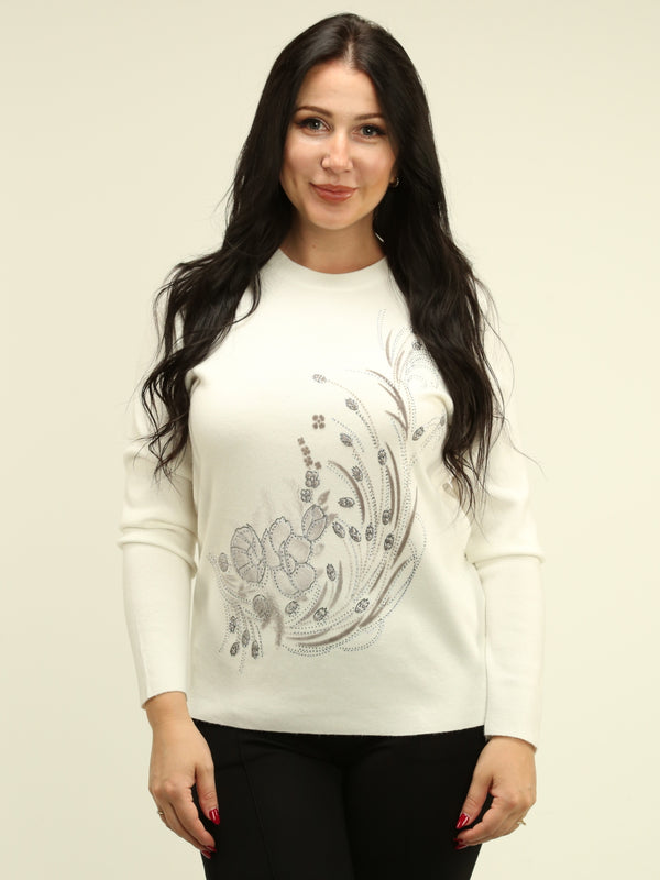 Floral Rhinestone Sweater