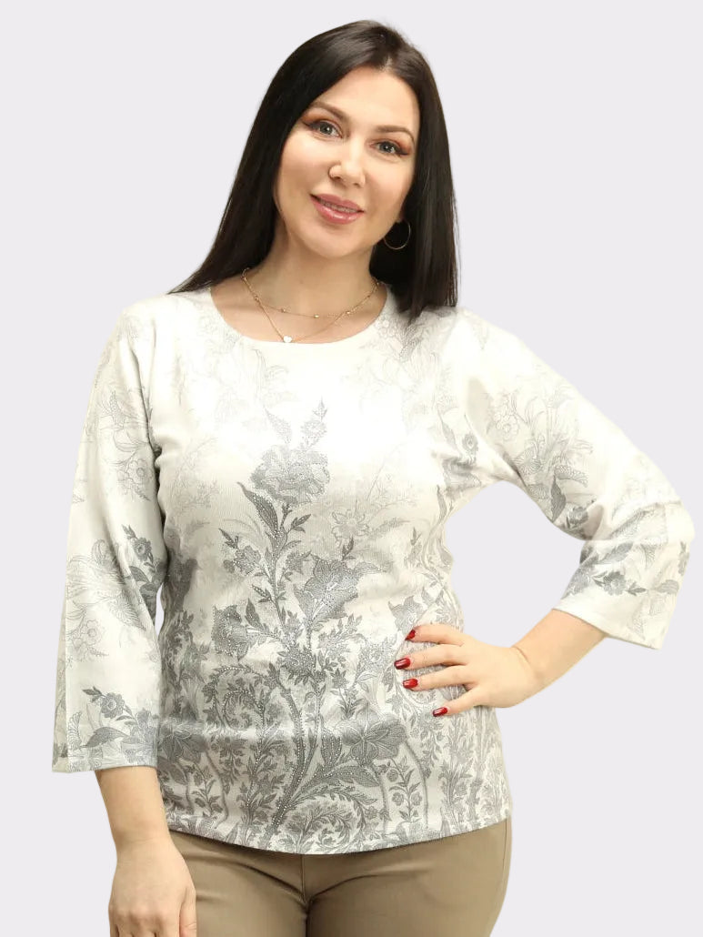 Cashmere Floral Rhinestone Sweater