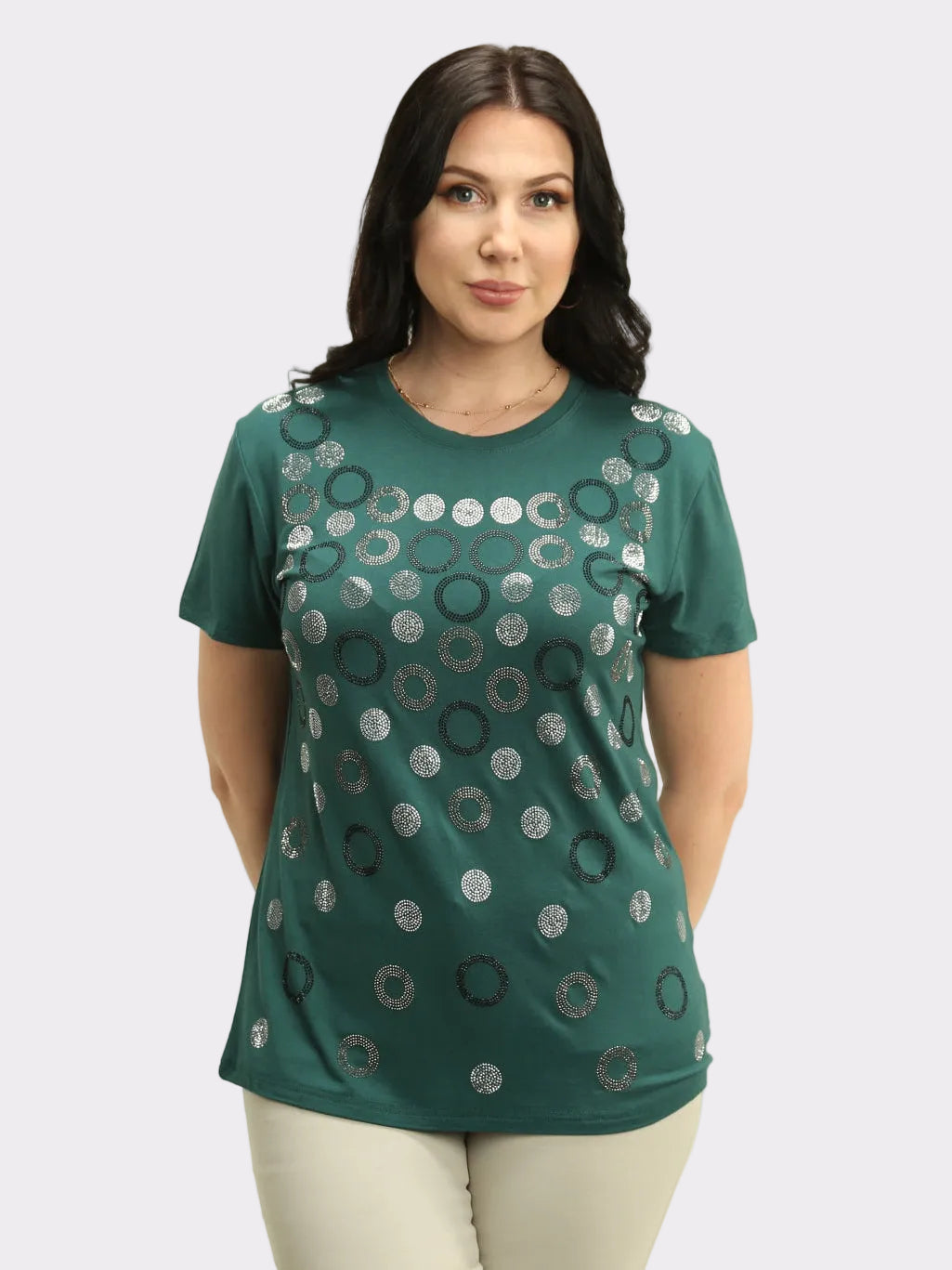 Rhinestone Circle Patterned Top