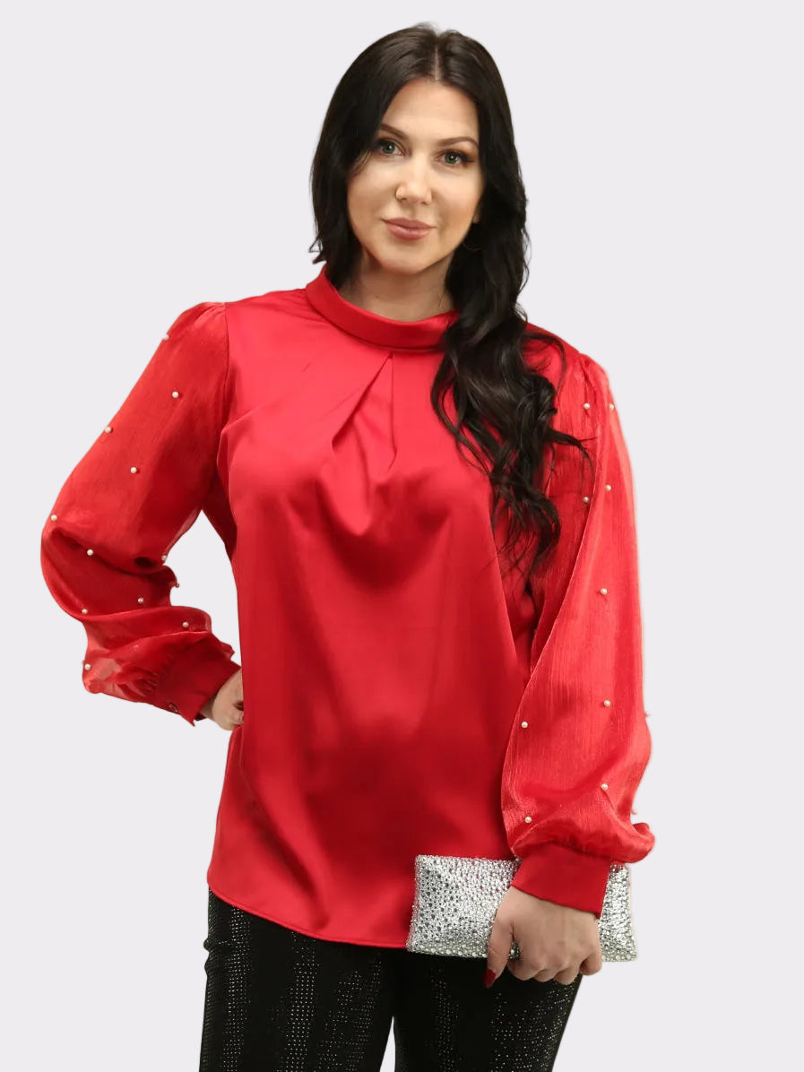 Satin Puff Sleeve Blouse