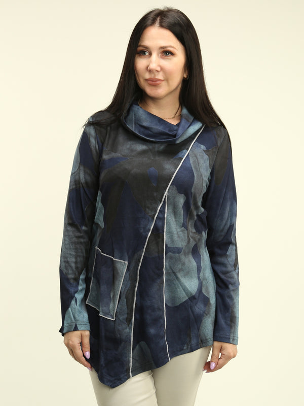 Drape Neck Patterned Top