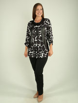 Geo Print Faux Leather Top