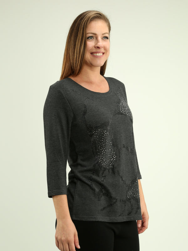 Embellished Abstract Design Top
