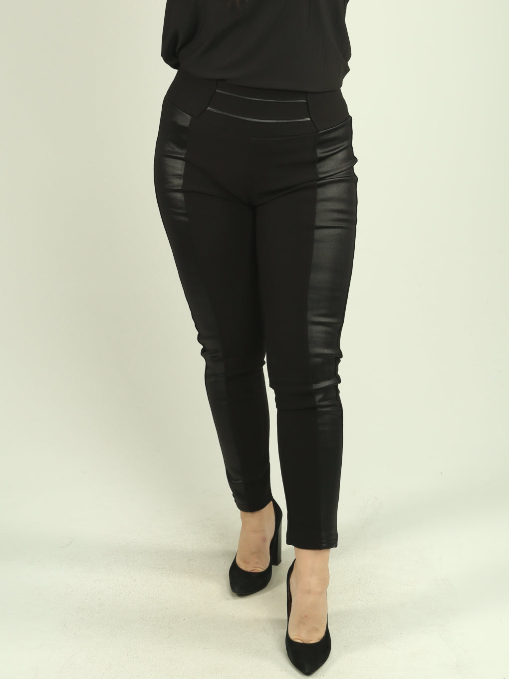 Faux Leather Detail Fleece-Lined Pant