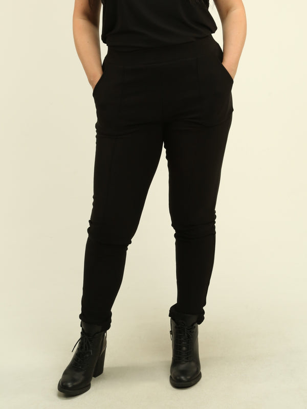Pintuck Detail Fleece-Lined Pants