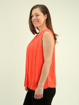 Sleeveless Chiffon Pleated Top