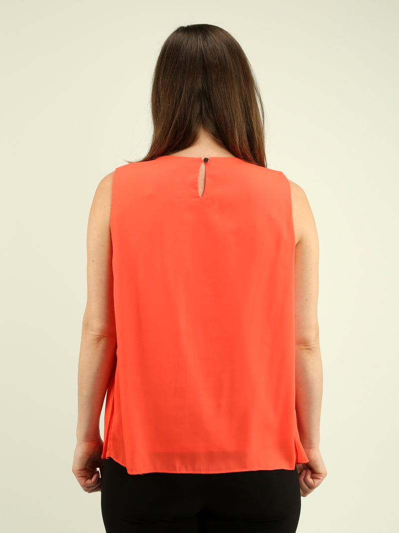 Sleeveless Chiffon Pleated Top