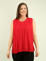 Sleeveless Chiffon Pleated Top