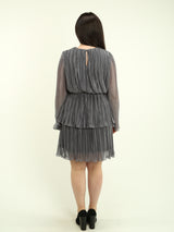 Pleated Chiffon Tie Waist Layered Dress