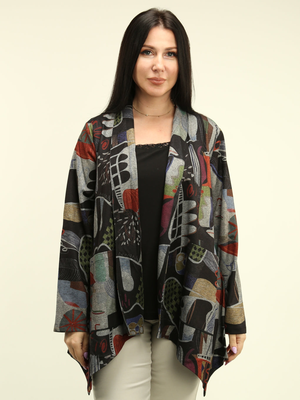Patterned Open Cardigan