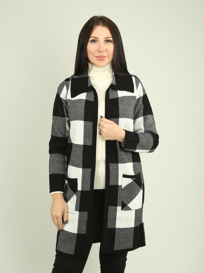 Plaid Knit Coatigan