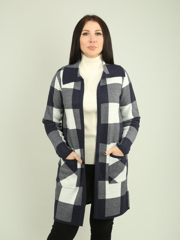 Plaid Knit Coatigan