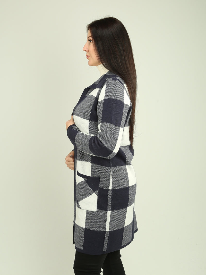 Plaid Knit Coatigan