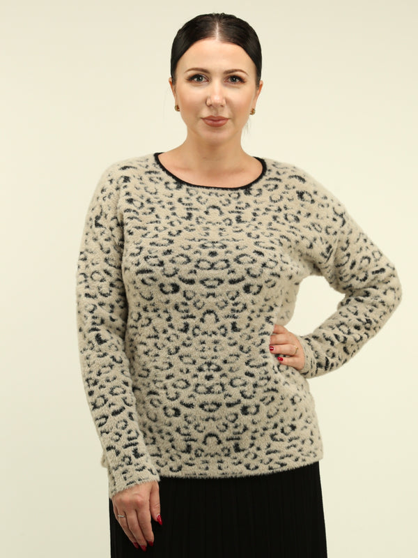 Fluffy Animal Print Sweater 