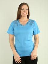 Square Stud V-Neck T-Shirt